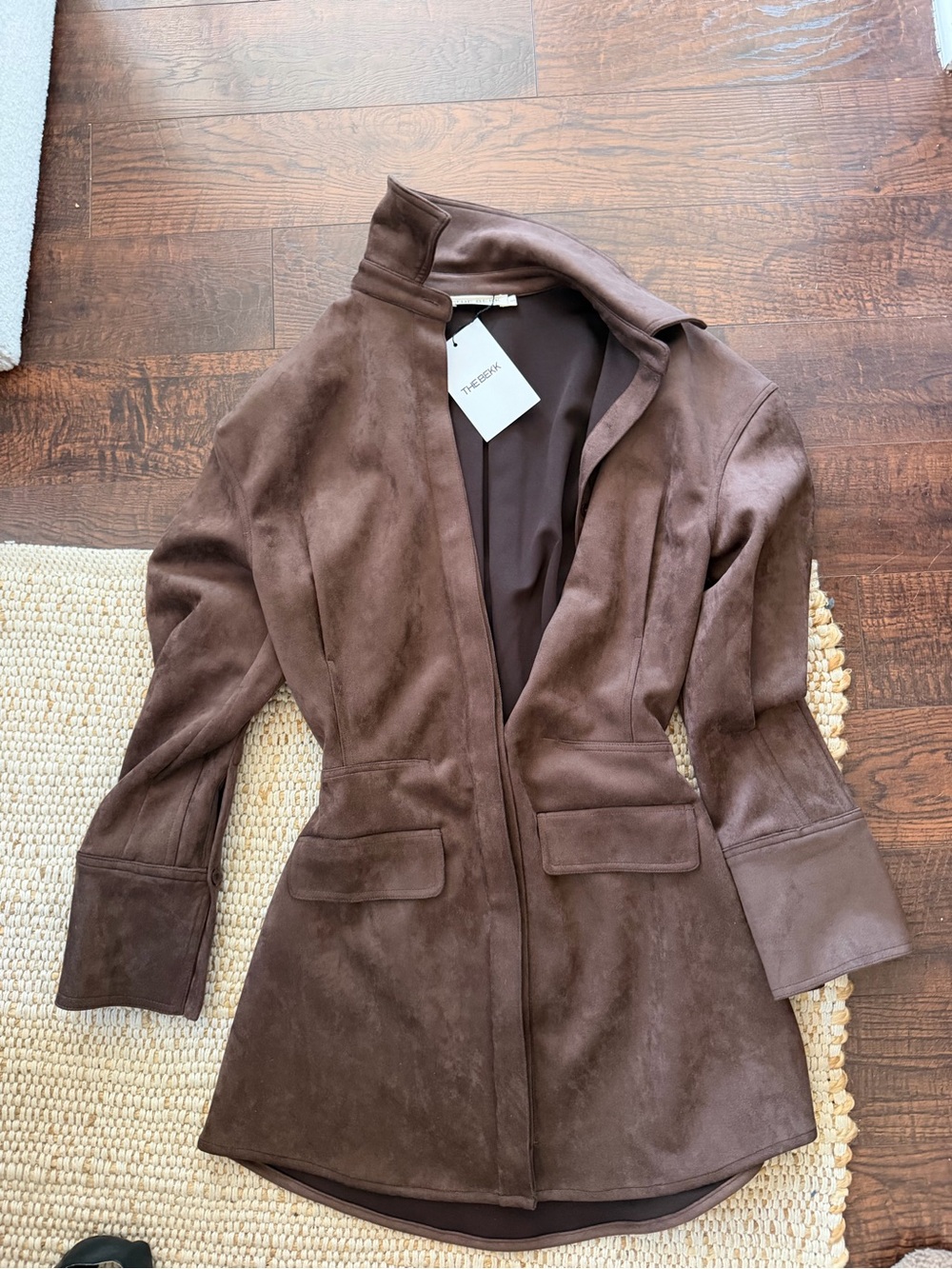 The Bekk Brown Suede Mini Dress Coat - Chocolate Brown